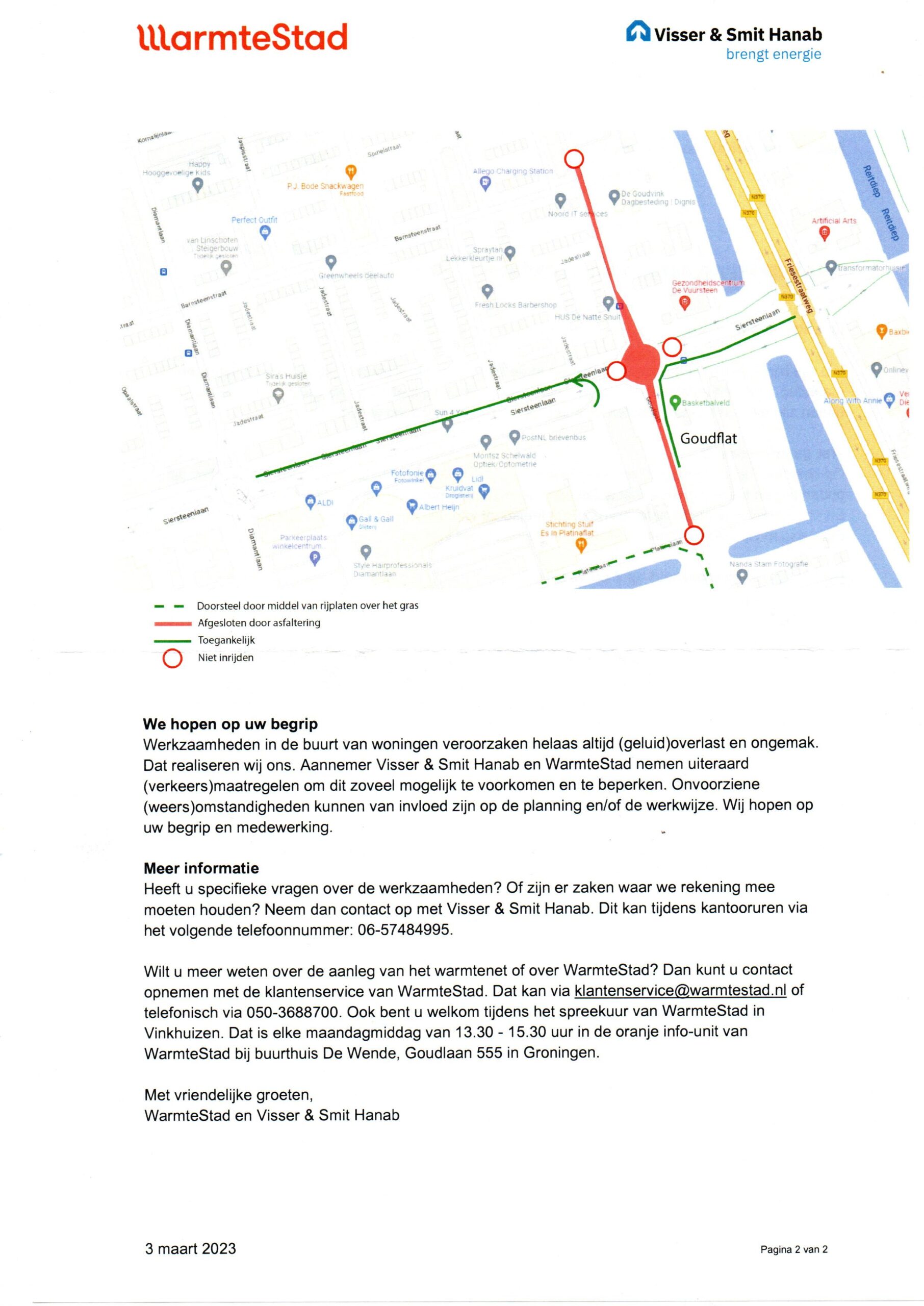 Brief WarmteStad 3 Maart 2023 Aankondiging Asfalteren Goudlaan 2